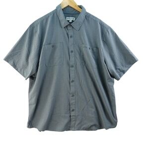 Orvis Mens XXL Gray Plaid Short Sleeve Button Fishing Camping Shirt Work Casual